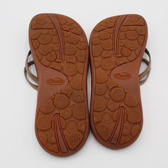 Chaco Flip Flop Thong Sandals Womens 11 Gray Orange Arch Support Comfort - Picture 5 of 7